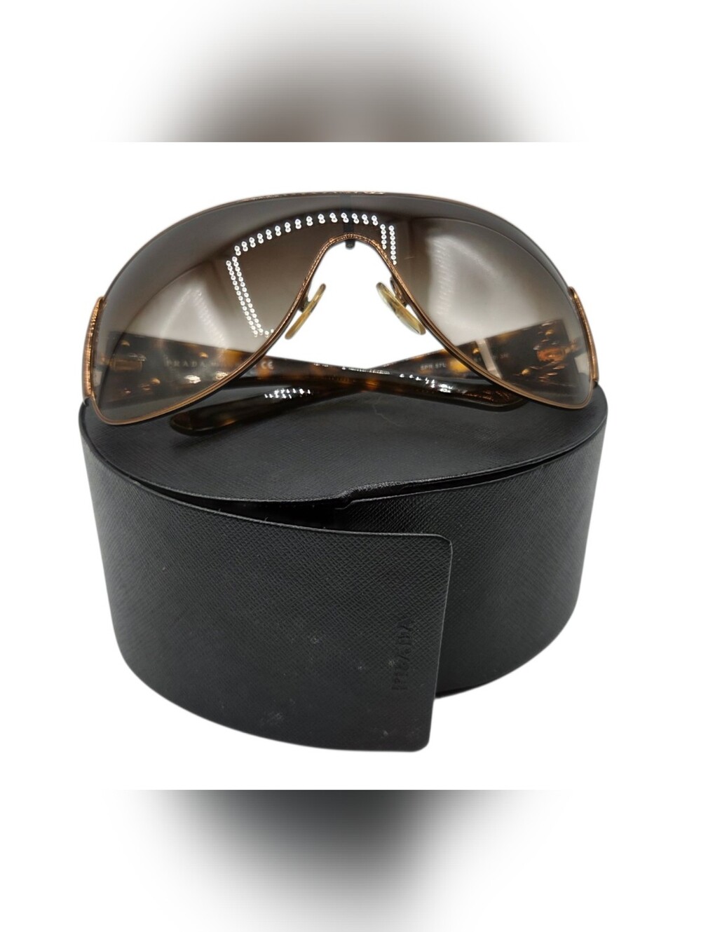 Prada Brown Gradient Shield Sunglasses with Tortoiseshell Arms